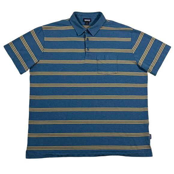 Patagonia Mens Squeaky Clean Polo Shirt Blue Stripe Size XL - Picture 1 of 4